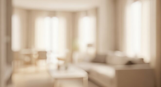 Blurred Living Room Interior with Soft Lighting and Modern Furniture.