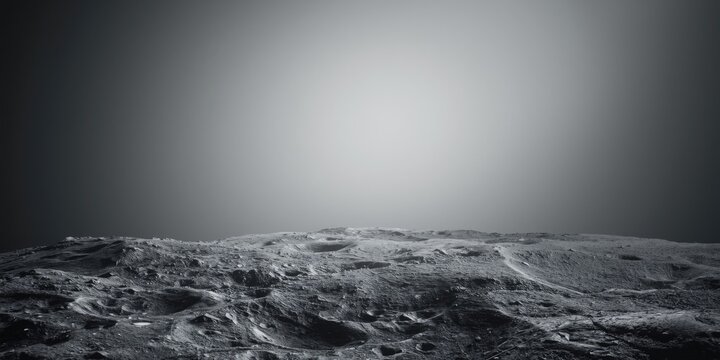 Grey toned wallpaper of lunar surface texture with complex crater and rock formations