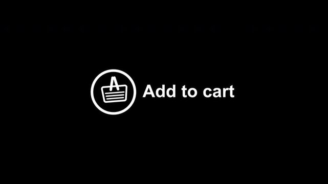 Animated Hand Drawn Add to Cart Button. Looping E-commerce Shopping Basket Icon on Alpha Channel.