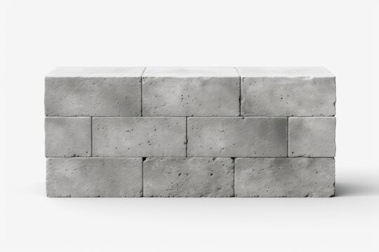 Concrete block wall on a white background creating a solid, stable base