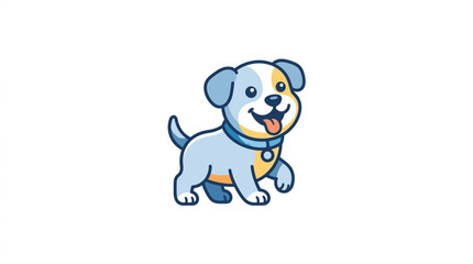 Cute cartoon puppy dog walking happily. © Wazakunf