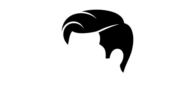 Stylized Silhouette of a Mans Haircut on White Background.