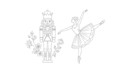 Nutcracker Ballet Dancer Line Art Illustration © Kuwadi