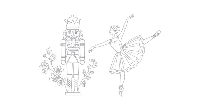 Nutcracker Ballet Dancer Line Art Illustration