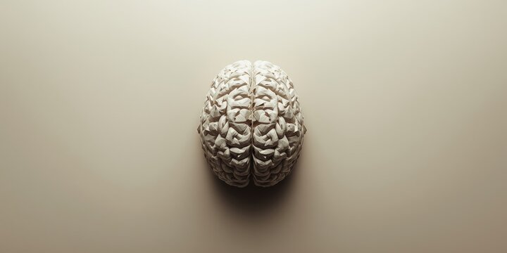 Conceptual art for memory loss featuring a shredded paper brain on a neutral background with copy space