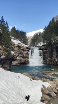 Waterfall at Las Gradas de Soaso. Ordesa y Monte Perdido National Park. Huesca. Spain	

