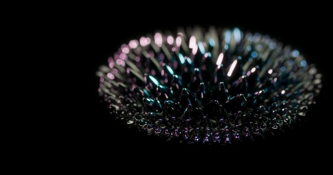 This captivating ferrofluid visualization produces mesmerizing and colorful patterns, making it perfect for motion graphics and a variety of design projects across different mediums