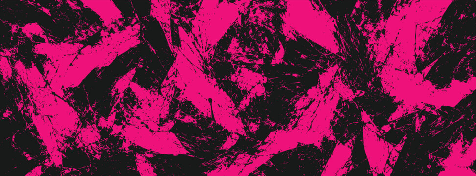 Abstract background with dynamic vibrant pink paint brush strokes on a dark black surface. Artistic textured wallpaper design with a modern grunge style.