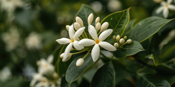 Fresh jasmine buds from mogra plant for delicate perfume scents
