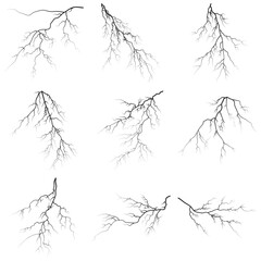Obraz premium Group of lightning bolt shape Realistic electric glowing, in digital compositions.