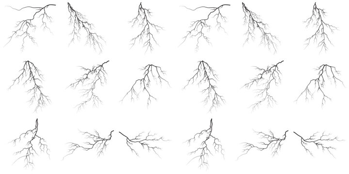 Group of thunder strike line Vivid electric style, in dark scene.