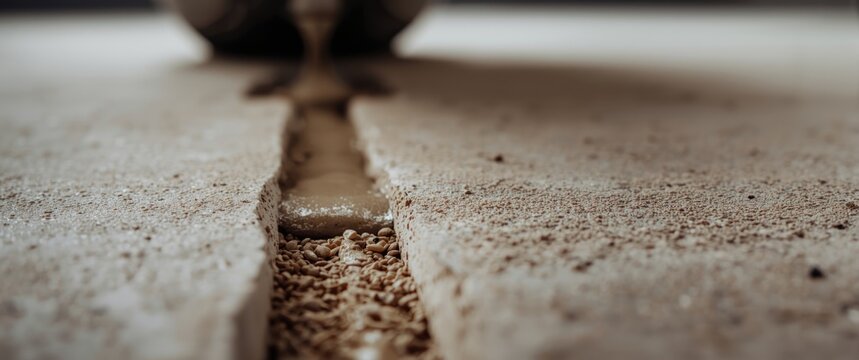 Floor gap being filled with a smooth poured solution