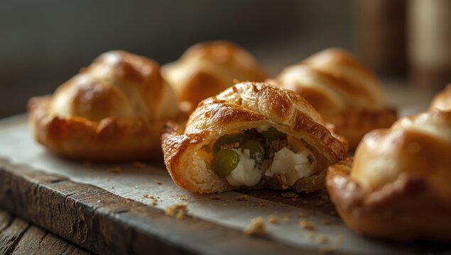 Golden baked Maltese pastizzi packed with ricotta and green peas
