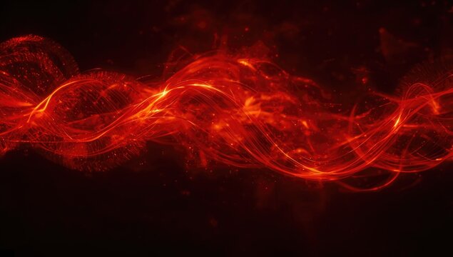 Dazzling red fire trails glowing over a dark smooth background