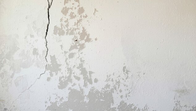 distressed plaster wall in white with evident paint chipping and wear