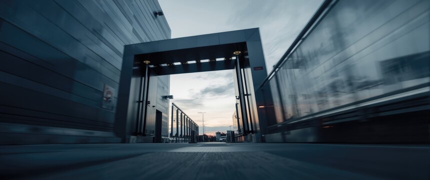 Focused image of a modern security barrier gate in operation