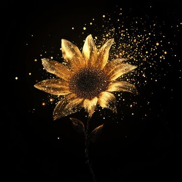 Sunflower sparkle light glitter background effect petals.