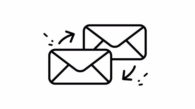 Two email envelopes with directional arrows, symbolizing communication and data transfer. Suitable for technology or communicationrelated designs and concepts.