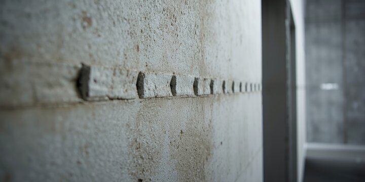 Close perspective of fireproof gypsum board panel used in indoor concrete wall building