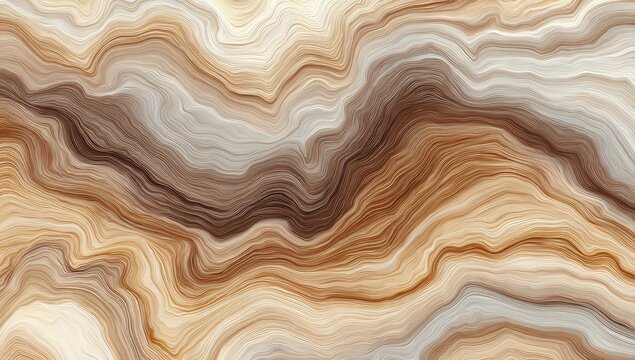 Earthy, flowing bands of light and dark brown and cream colors create texture