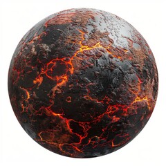 Obraz premium Glowing cracks are spreading across a burning volcanic planet, creating a dramatic and otherworldly scene
