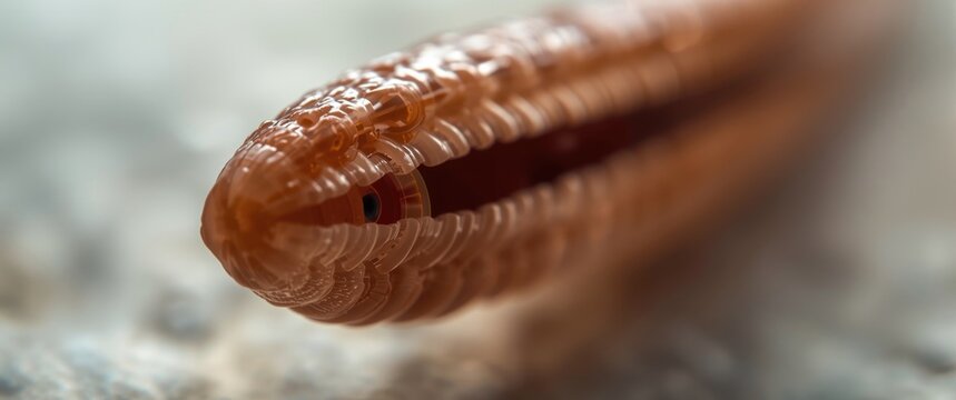 Close-up image showcasing nemertine worm transverse slit structure in high detail for research
