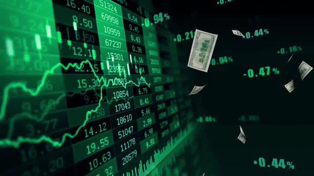 Financial Growth Background with Stock Market Profit Chart and Dollar Currency Concept