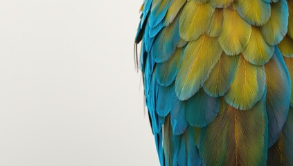 Obraz premium Detailed plumage of a blue and gold parrot's wing feathers
