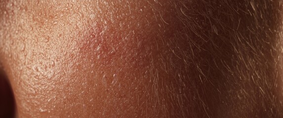 Fototapeta premium Close perspective on skin texture exposing intricate rosacea redness and detailed surface features bathed in mild light