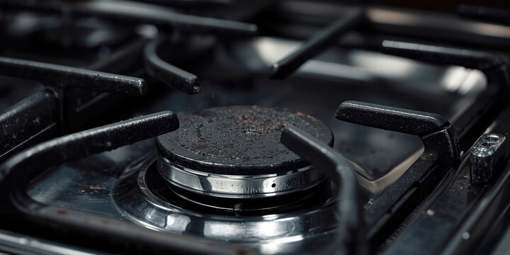 Gas burner with durable cast iron grate for kitchen stove