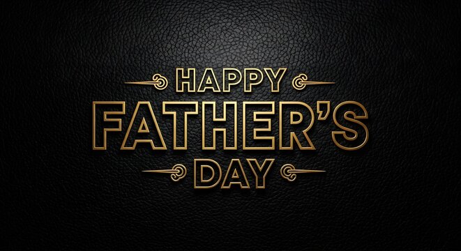 Happy father's day gold typography on black leather texture background