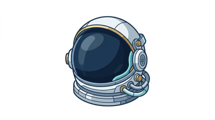 Detailed illustration of a futuristic astronaut helmet with a dark visor. © Var