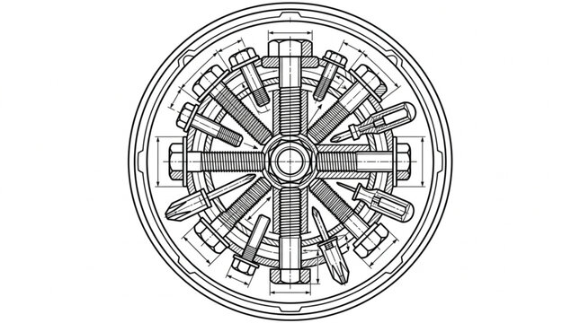 Detailed Mechanical Blueprint of a Rotary Engine Component.