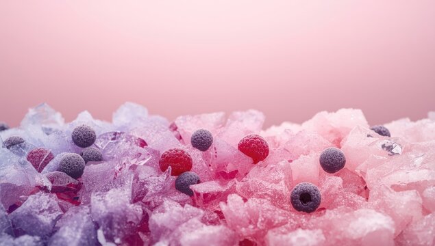 Frosted raspberry and blueberry blend with vibrant berry colors