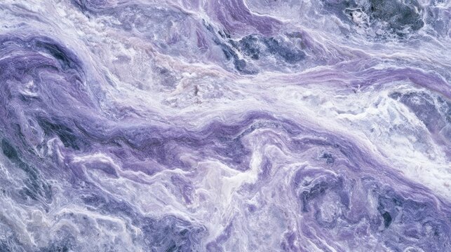 Medium shot of lavender marble resembling celestial patterns with soft grey and pearly white swirls captured topdown to highlight texture and ethereal cosmic vibes.