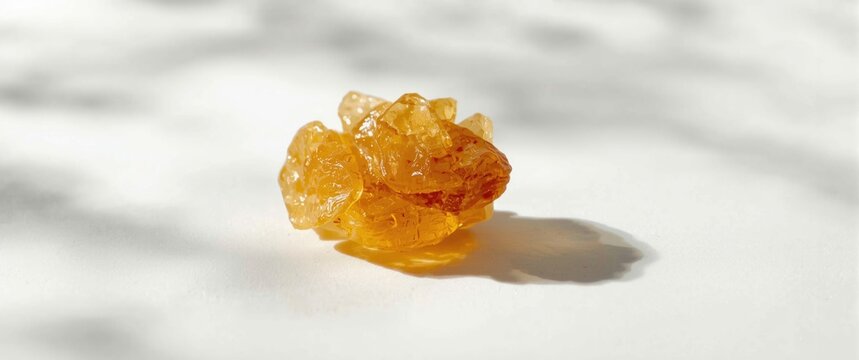 Composition of Benzoin Siam and Dammar Resins placed on a clear white backdrop