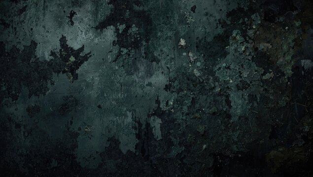 Dark mold and fungus covered old surface with distressed texture for background