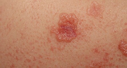 Fototapeta premium Close up view of a child's skin affected by atopic dermatitis rash