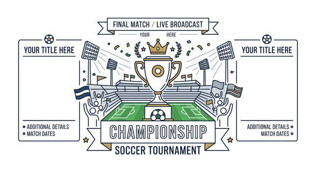Soccer Championship Tournament Trophy Hand Drawn Vector Illustration.