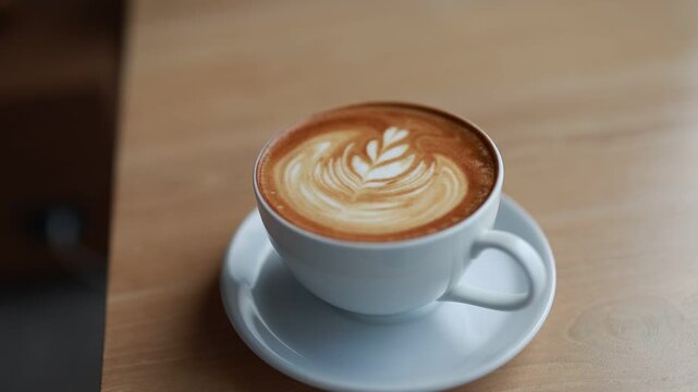 Close-up of espresso coffee and roasted coffee beans on caf&eacute; table, creating a warm atmosphere for meetings, conversations, business discussions, and social gatherings.
