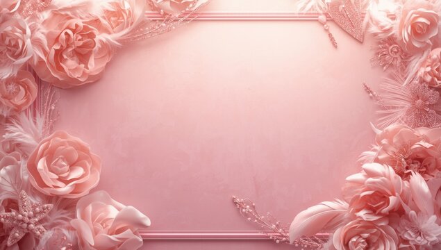 Delicate pink background with burlesque design accents and smooth panel texture