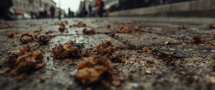 Filthy pigeon droppings creating unsanitary spots