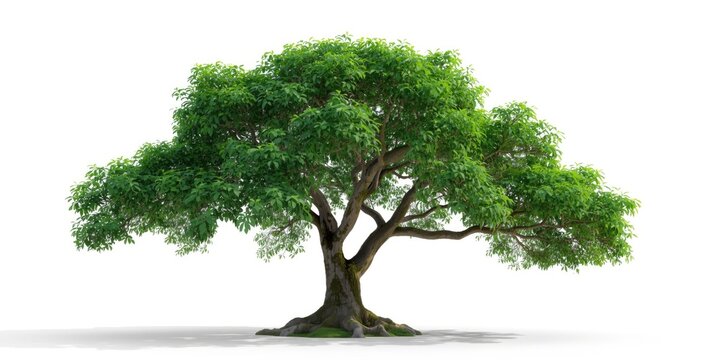Front view capture of camphor tree isolated on white setting