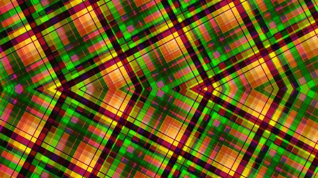 Vibrant green yellow red black colorful plaid pattern