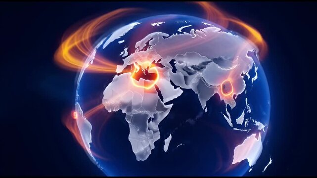 Glowing Africa Earth view from space showing immense geothermal energy and fiery continental heat on the planet