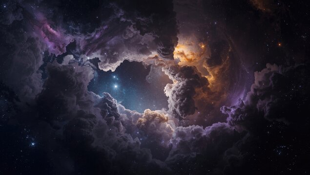 Detailed celestial clouds and vivid galaxies forming an enchanting planetary space landscape
