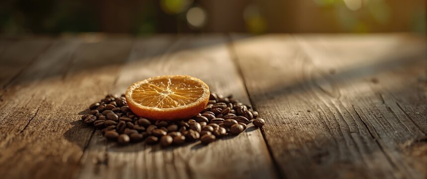 Dried orange slice and coffee bean decorative composition for home decor