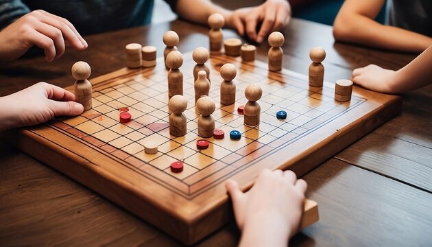 A wooden board game for balance, created with generative ai