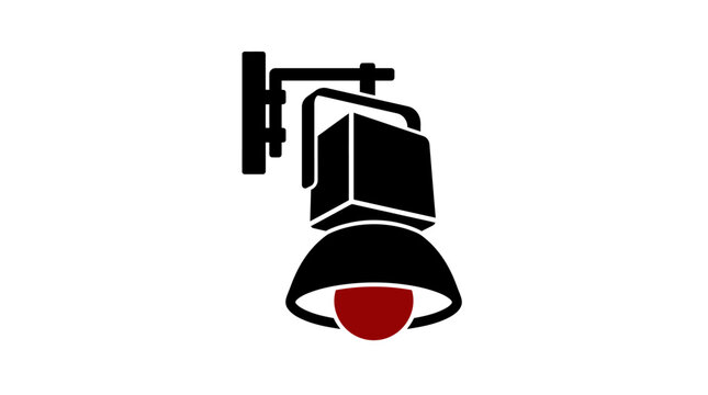 Black Spotlight Fixture with Red Lens for Stage Lighting.