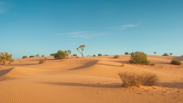 Desert sand dune habitat supporting Ghaf trees for combating desert spread